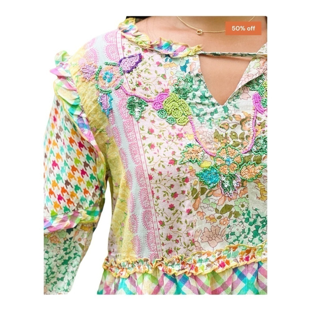 Barok Paris Spring Fling Patchwork Mini Dress NWT… - image 3